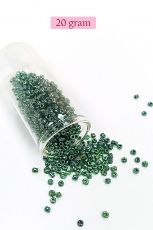 Dökme Cam Kum Boncuk (8/0) 3 mm - 20 Gram - Parlak Yeşil - BNC162