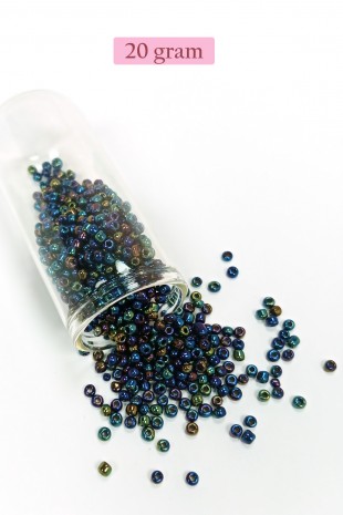 Dökme Cam Kum Boncuk (8/0) 3 mm - 20 Gram - Lacivert Yeşil - BNC169