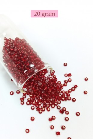 Dökme Cam Kum Boncuk (8/0) 3 mm - 20 Gram - Koyu Kırmızı - BNC183