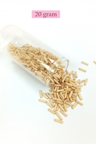 Uzun Boru Kesme Boncuk Çap 2mm Uzunluk 10 mm - 20 Gram - Koyu Krem - BNC229