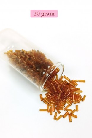 Uzun Boru Kesme Boncuk Çap 2mm Uzunluk 10 mm - 20 Gram - Şeffaf Gold - BNC254