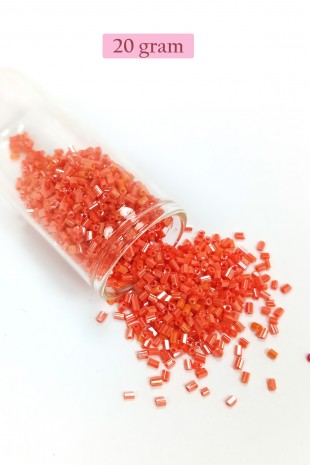 Kesme Cam Boncuk 2mm - 20 Gram - Mercan Kırmızı -BNC310