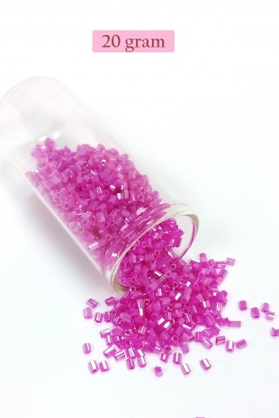 Kesme Cam Boncuk 2mm - 20 Gram - Şeffaf Fuşya -BNC315