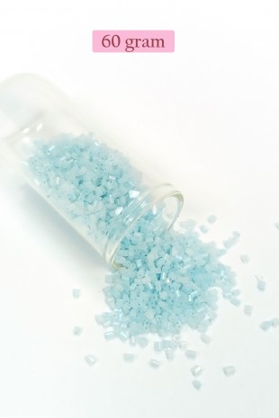 Kesme Cam Boncuk 2mm - 60 Gram - Maz Buz Mavi - BNC369