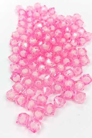 Küp Boncuk İçten Boncuklu Bileklik Çanta Boncuğu 10 mm 50 gr Pembe - BNC459