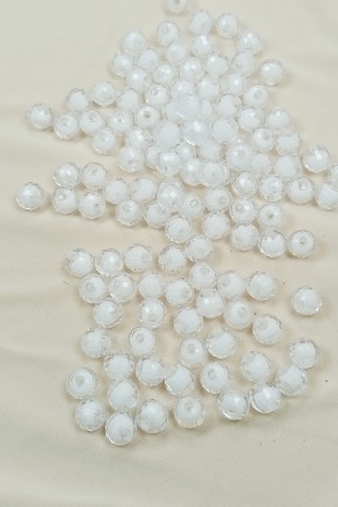 Dünya Boncuk İçten Boncuklu Bileklik Çanta Boncuğu 10 mm 50 gr Beyaz - BNC463