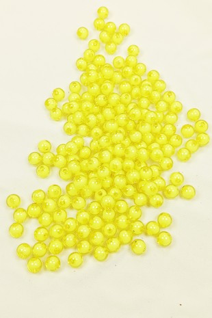 Yuvarlak Boncuk İçten Boncuklu Bileklik Çanta Boncuğu 8 mm 50 gr Sarı - BNC467
