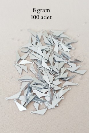 Oya Abiye Bileklik Kolye Pleksi Metalik Plastik Pul Gümüş Renk 8 gram 100 adet - BNC533