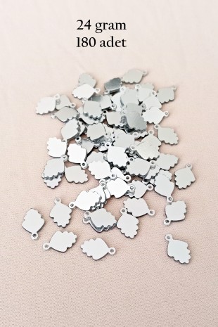 Oya Abiye Bileklik Kolye Pleksi Metalik Plastik Pul Gümüş Renk 24 gram 180 adet - BNC564