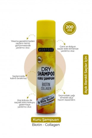 Kuru Şampuan Biotin Collagen 200 ML - Açık Renkli Saçlar - mrfs
