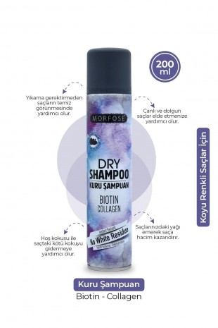 Kuru Şampuan Biotin Collagen 200 ML - Koyu Renkli Saçlar - mrfs