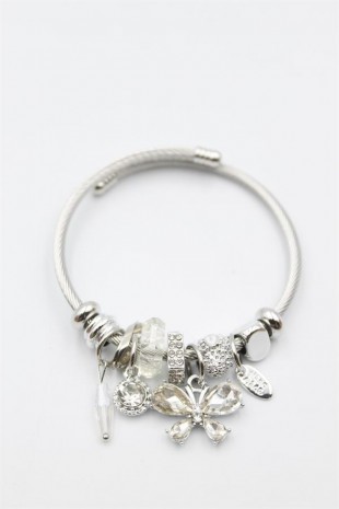Kelebek Charm Bilezik - Beyaz