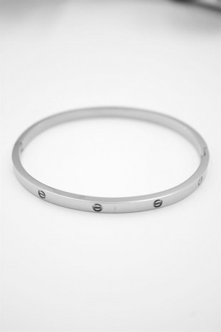 CRT Model İnce Taşsız Çelik Bilezik (60mm) - Gümüş