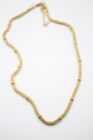 Hasır Zincir Kolye - 45cm - Altın