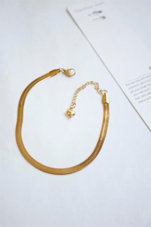 Çelik İtalyan Zincir Bileklik - Altın Çelik İtalyan Zincir Bileklik - Altın