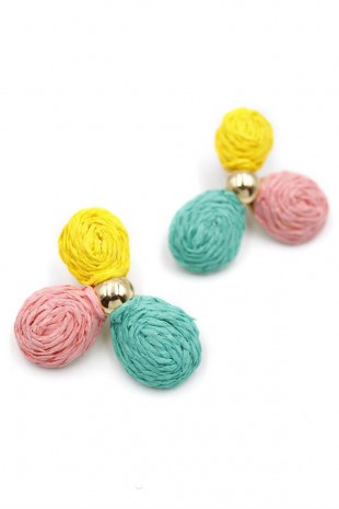 Hasır Pervane Küpe - ÇOK RENKLİ