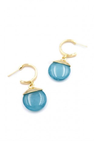 Taşlı Halkalı Küpe - Turkuaz Taşlı Halkalı Küpe - Turkuaz