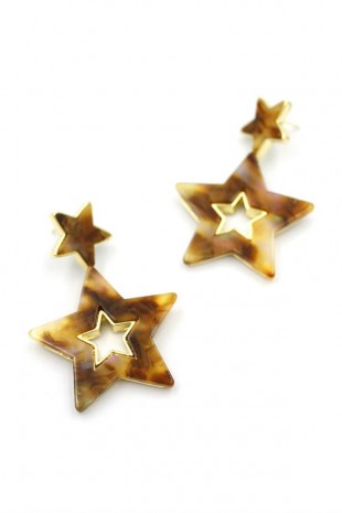 Yıldız Küpe - Kahverengi Yıldız Küpe - Kahverengi