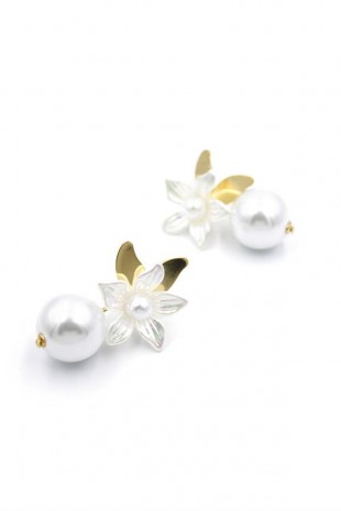 İncili Küpe - Beyaz İncili Küpe - Beyaz