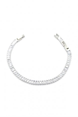 Baget Taşlı Su Yolu Bileklik - Gümüş Baget Taşlı Su Yolu Bileklik - Gümüş