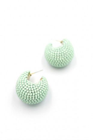 Taşlı Halka Küpe - Yeşil Taşlı Halka Küpe - Yeşil