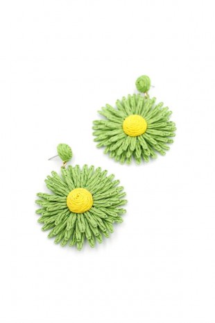 Papatya Hasır Küpe - Yeşil Papatya Hasır Küpe - Yeşil