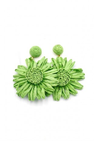 Papatya Hasır Küpe - Yeşil