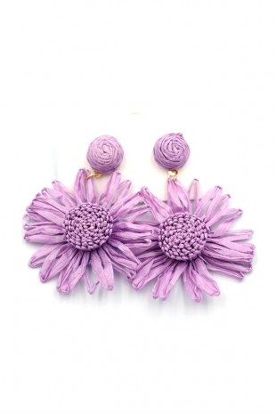 Papatya Hasır Küpe - Mor Papatya Hasır Küpe - Mor