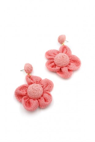 Papatya Hasır Küpe - Pembe Papatya Hasır Küpe - Pembe