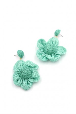 Papatya Hasır Küpe - Turkuaz Papatya Hasır Küpe - Turkuaz