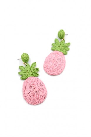 Ananas Hasır Küpe - Pembe Ananas Hasır Küpe - Pembe