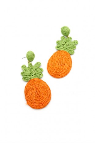 Ananas Hasır Küpe - Turuncu Ananas Hasır Küpe - Turuncu