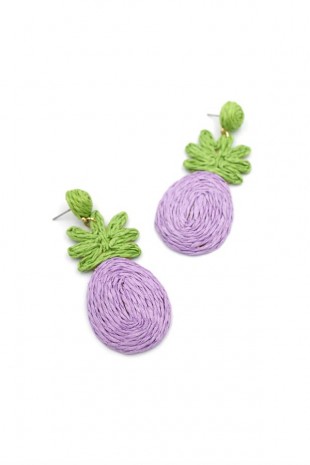 Ananas Hasır Küpe - Mor Ananas Hasır Küpe - Mor