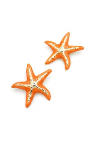 Mineli Deniz Yıldızı Küpe - Turuncu Mineli Deniz Yıldızı Küpe - Turuncu