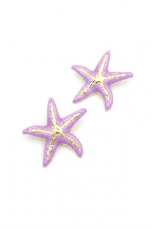 Mineli Deniz Yıldızı Küpe - Mor Mineli Deniz Yıldızı Küpe - Mor