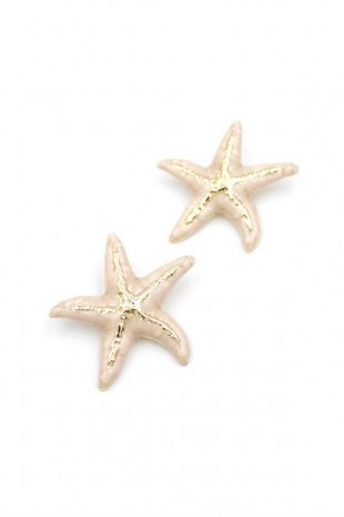 Mineli Deniz Yıldızı Küpe - Krem Mineli Deniz Yıldızı Küpe - Krem