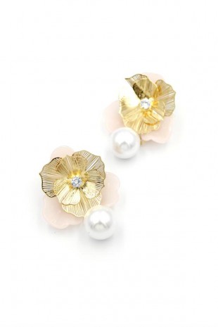 Metal Çiçek Küpe - Pembe Metal Çiçek Küpe - Pembe