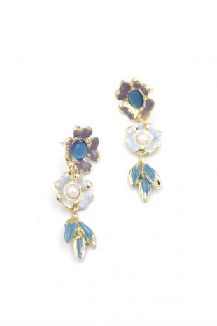 Metal Çiçek Küpe - Turkuaz Metal Çiçek Küpe - Turkuaz