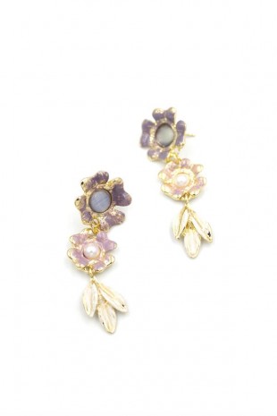 Metal Çiçek Küpe - Mavi Metal Çiçek Küpe - Mavi