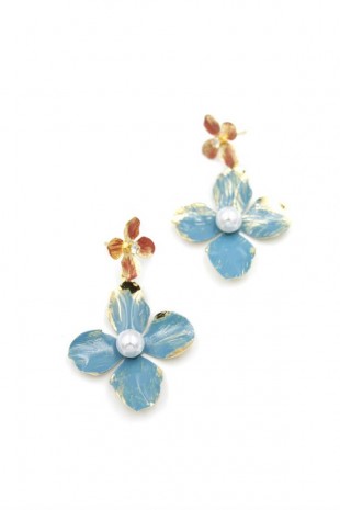 Metal Çiçek Küpe - Turkuaz Metal Çiçek Küpe - Turkuaz