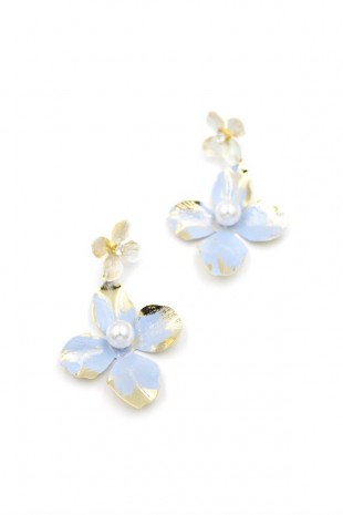 Metal Çiçek Küpe - Mavi Metal Çiçek Küpe - Mavi