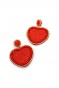 Kalp Boncuk Küpe - Kırmızı Kalp Boncuk Küpe - Kırmızı