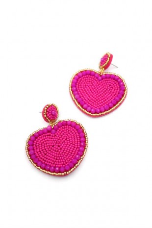 Kalp Boncuk Küpe - Pembe Kalp Boncuk Küpe - Pembe