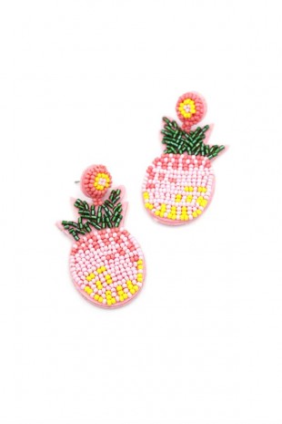 Ananas Boncuk Küpe - Pembe Ananas Boncuk Küpe - Pembe