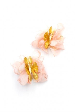 Kumaş Çiçek Küpe - Pembe Kumaş Çiçek Küpe - Pembe