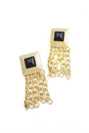 Zincirli Küpe - Siyah Zincirli Küpe - Siyah