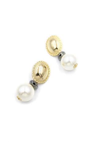 İncili Küpe - Altın İncili Küpe - Altın