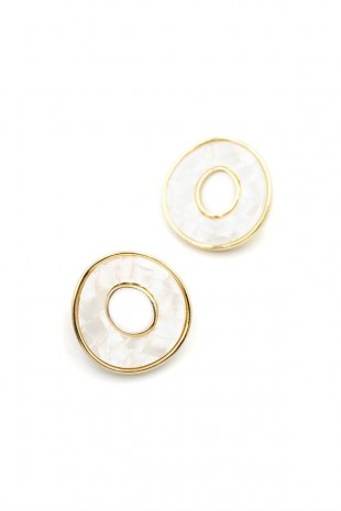 Sedef Taşlı Küpe - Altın