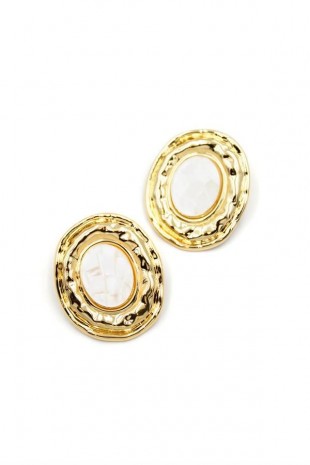 Sedef Taşlı Küpe - Altın Sedef Taşlı Küpe - Altın