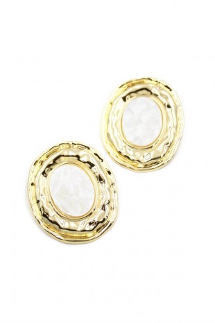 Sedef Taşlı Küpe - Altın Sedef Taşlı Küpe - Altın